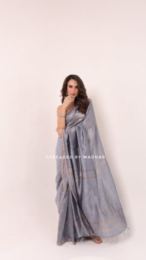 Gray Silk Jamdani Saree