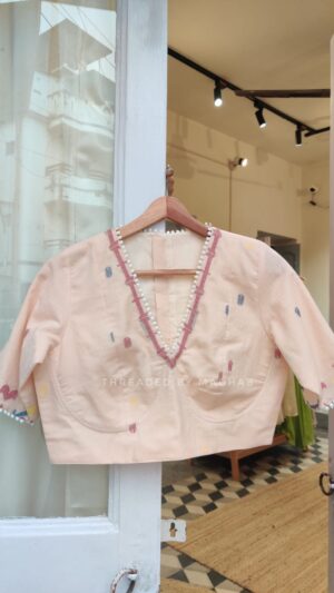 Pich Pink Cotton Jamdani Blouse