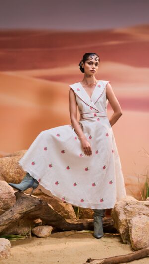 Stawberry Jamdani Long Dress