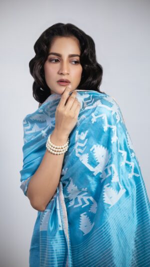 Aasmaani Banglore silk jamdani saree