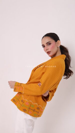 Mustard Yellow Jamdanii Blazer