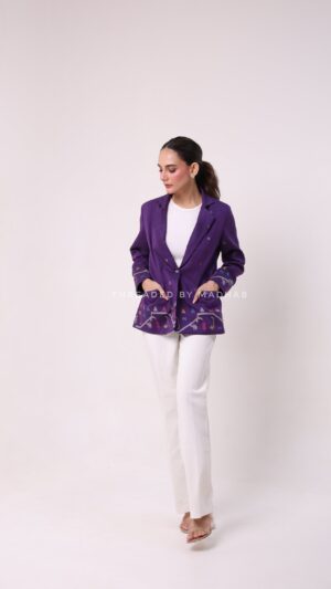 Purple Jamdani Blazer Jacket