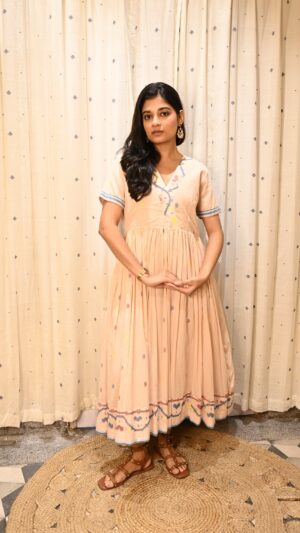 Peach Petal Jamdani Dress