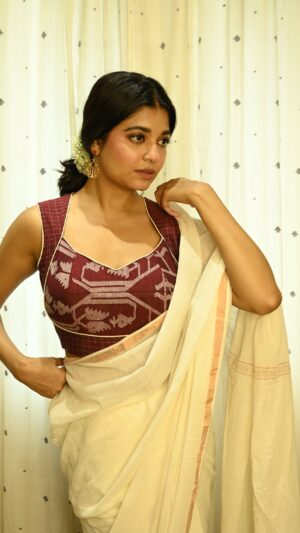 Heritage Maroon Jamdani Blouse