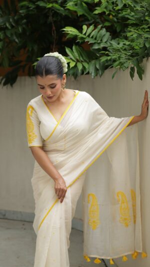 Puja prerna  Embroidered saree with blouse ( Festive collection)