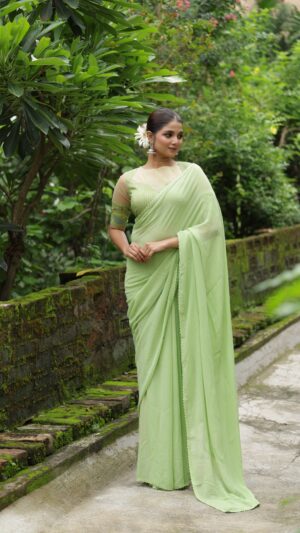 Mint Dew Fusion saree set