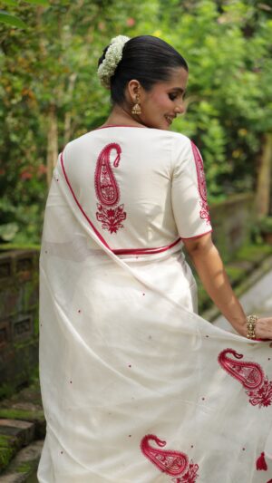 Rani Rang Embroidered saree with blouse