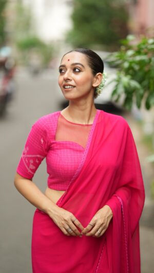 Rani Rosé Fusion Saree Set